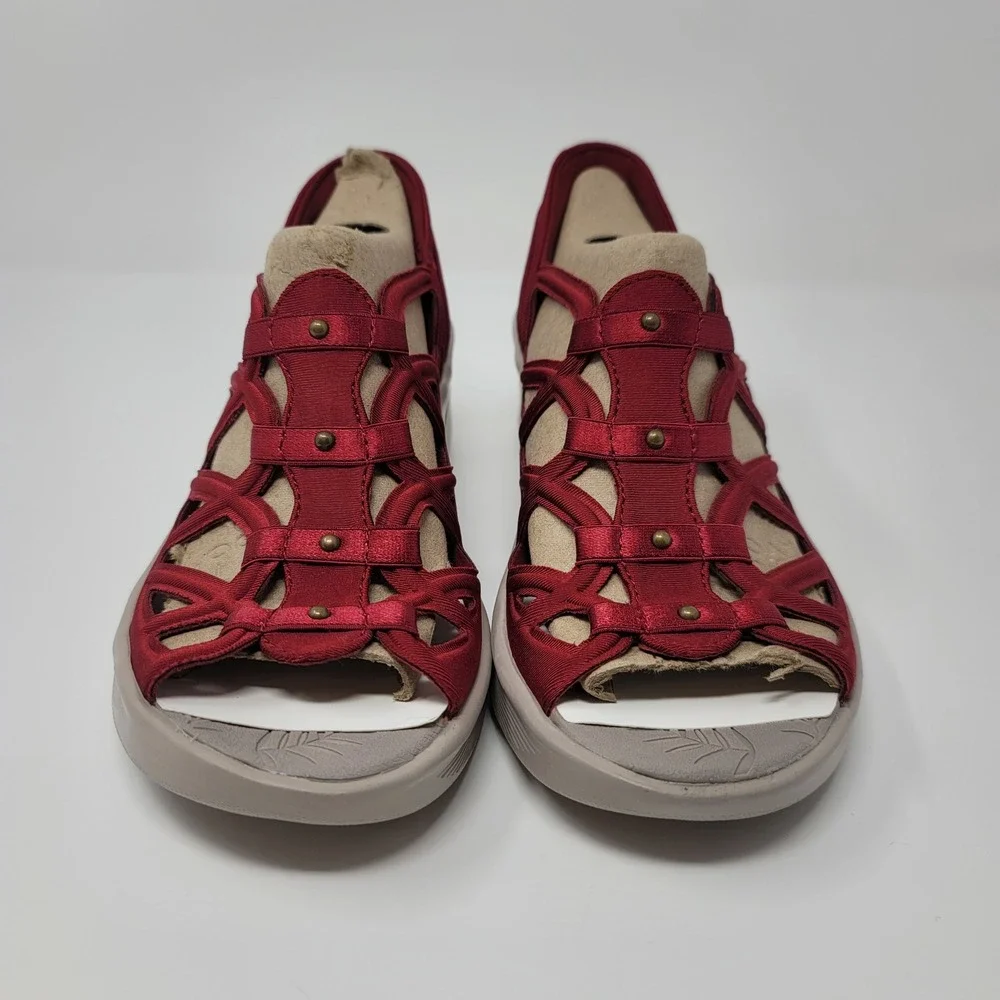 Bzees Women Sapphire Washable Gladiator Sandal Red SlipOn Wedge Lightweight 7.5M - Picture 2 of 9